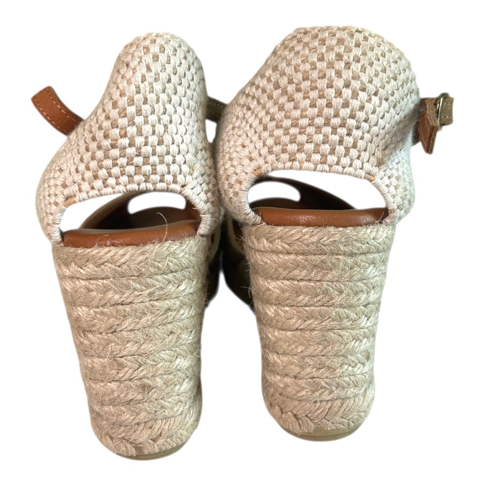 Dalson Tan Suede Peep Toe Wedge Espadrille Sandals Made In Spain Size 6.5 - Picture 6 of 12